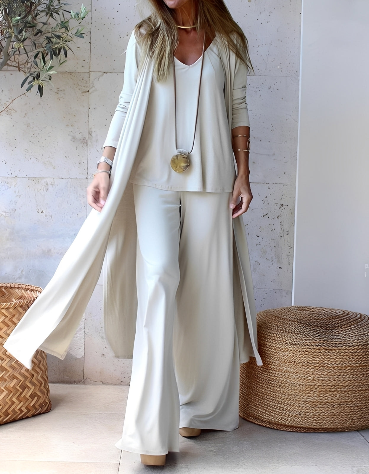 Dreiteiliges Set Damen Kombi Set | Lagen-Look & Bequem Elegant