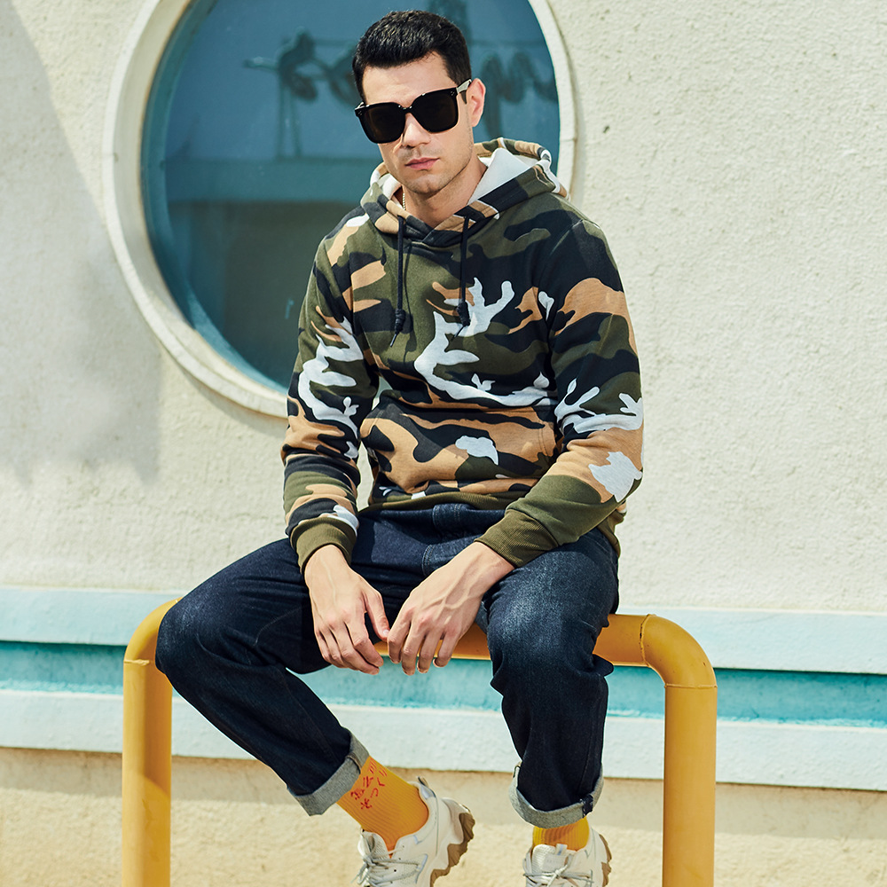 Kapuzenpullover Herren | Camouflage-Print & Kängurutasche