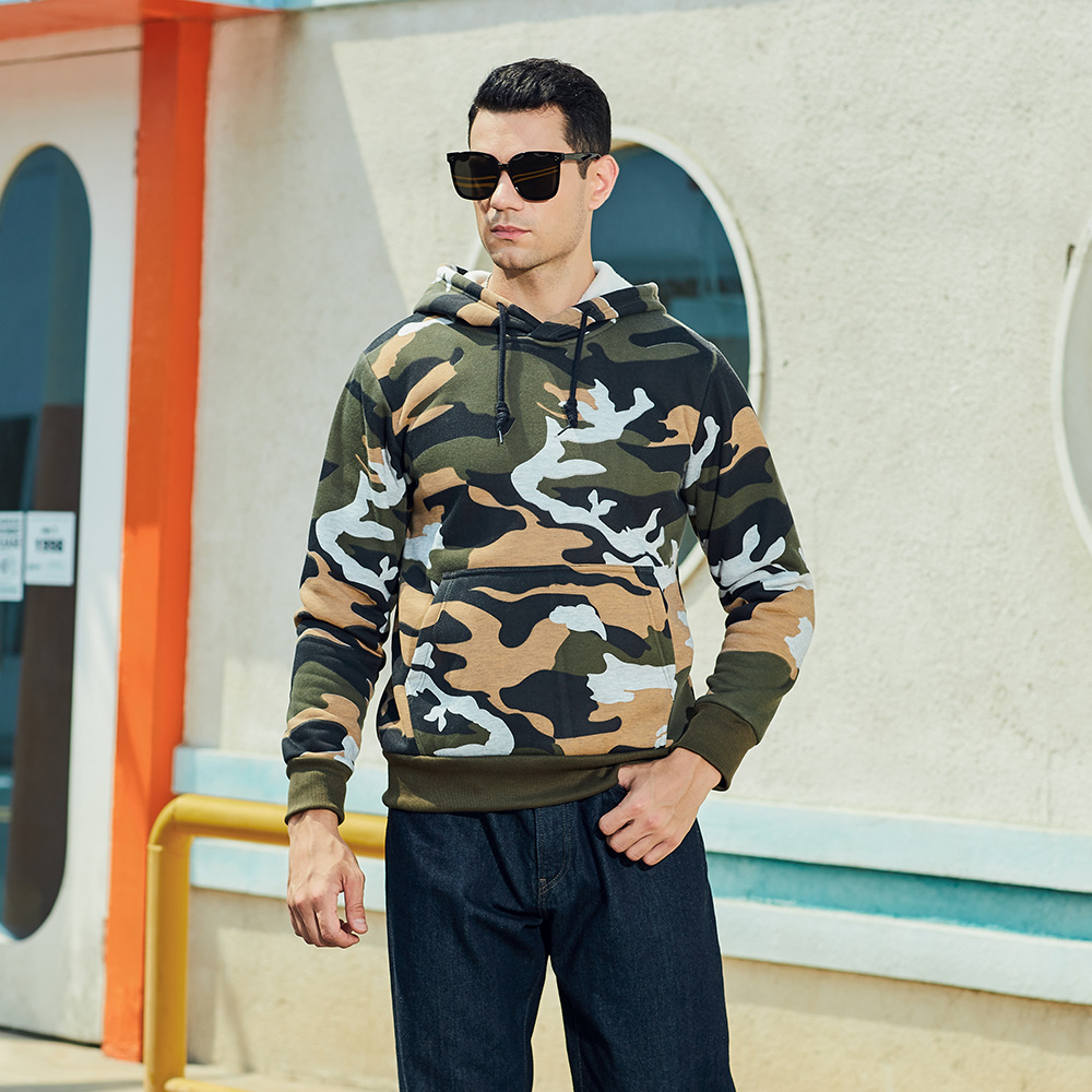 Kapuzenpullover Herren | Camouflage-Print & Kängurutasche