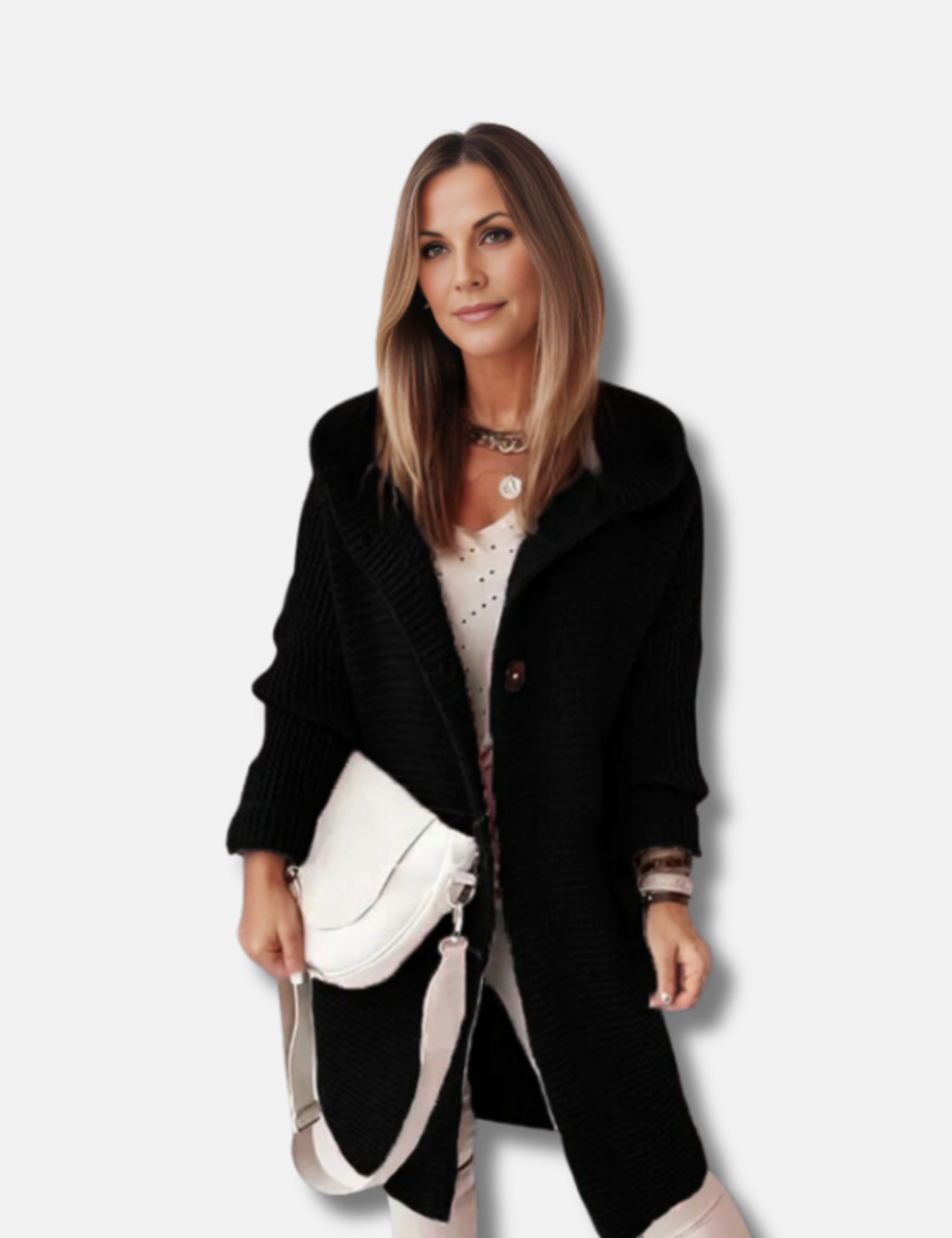 Kapuzenpullover Damen | Longform & Grobe Rippstruktur
