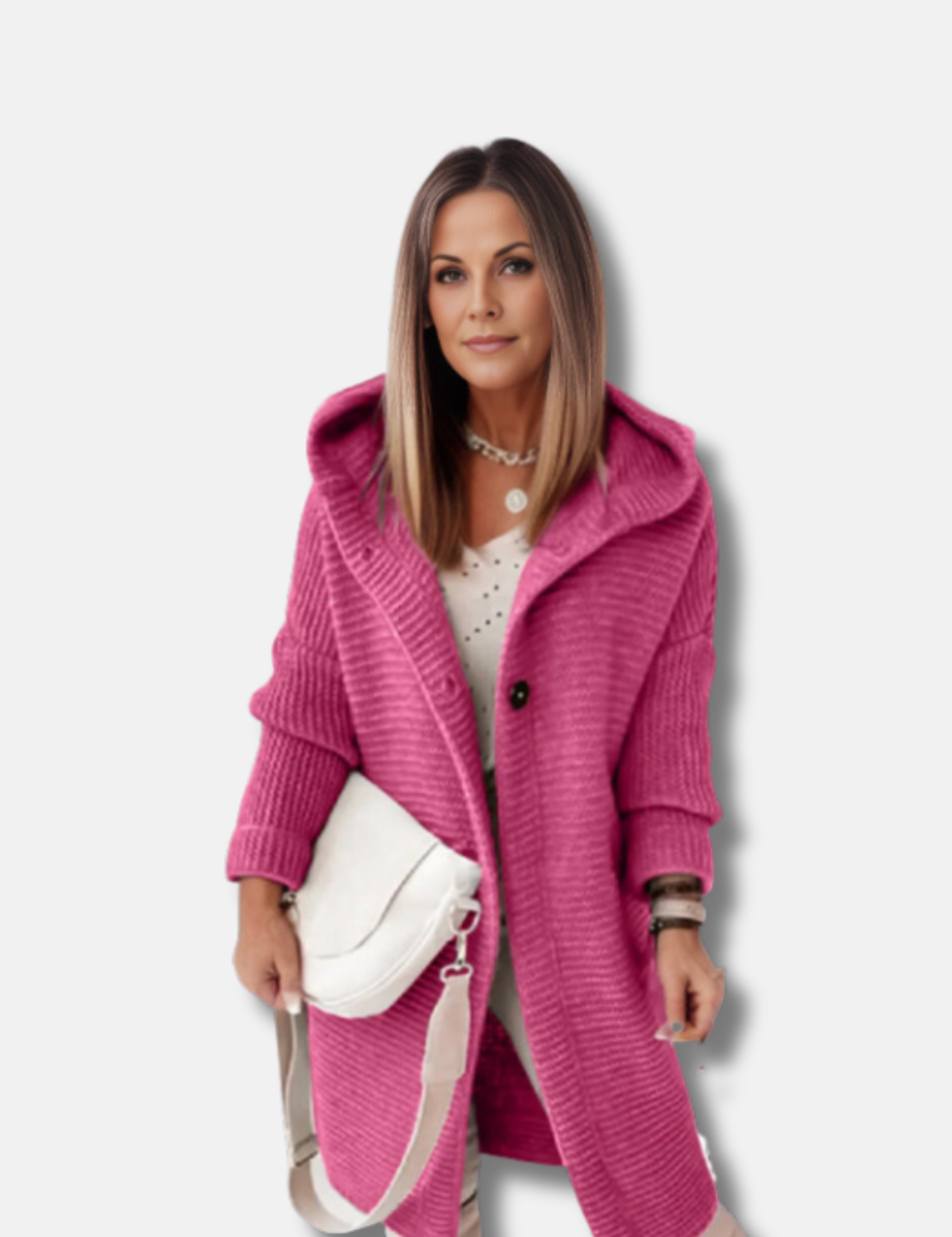 Kapuzenpullover Damen | Longform & Grobe Rippstruktur