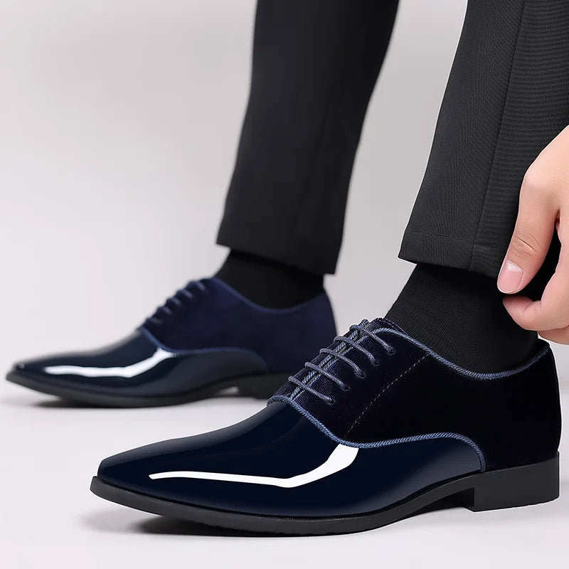 Dylan | Herren Lack-Oxford Schuhe – Samt & Glanz Kontrast-Design 0