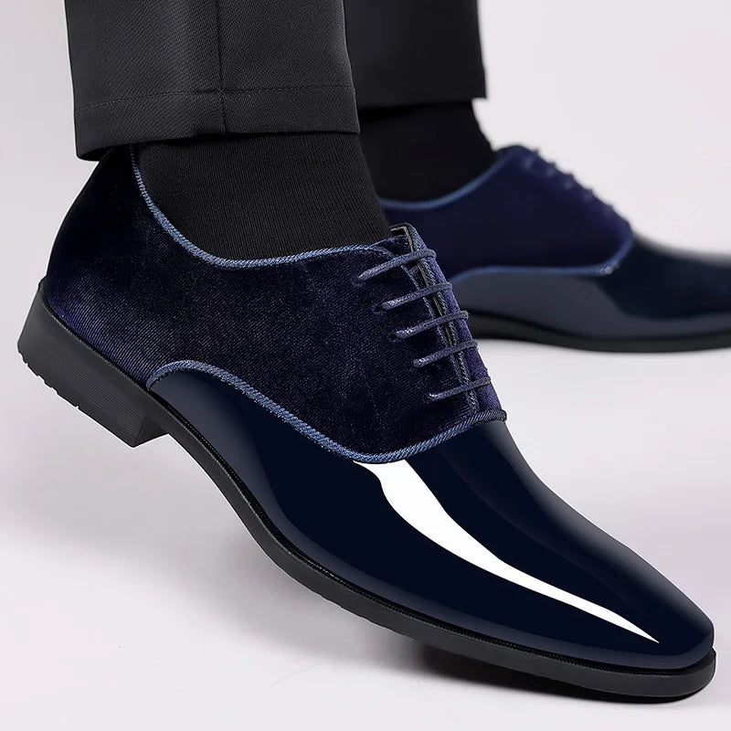 Dylan | Herren Lack-Oxford Schuhe – Samt & Glanz Kontrast-Design 1