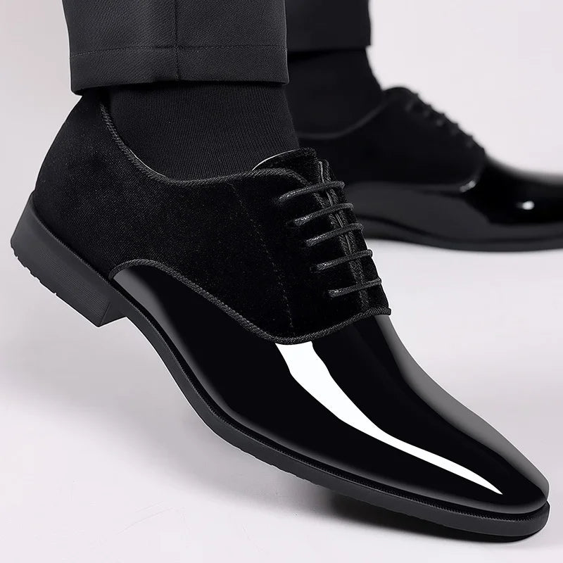 Dylan | Herren Lack-Oxford Schuhe – Samt & Glanz Kontrast-Design 2