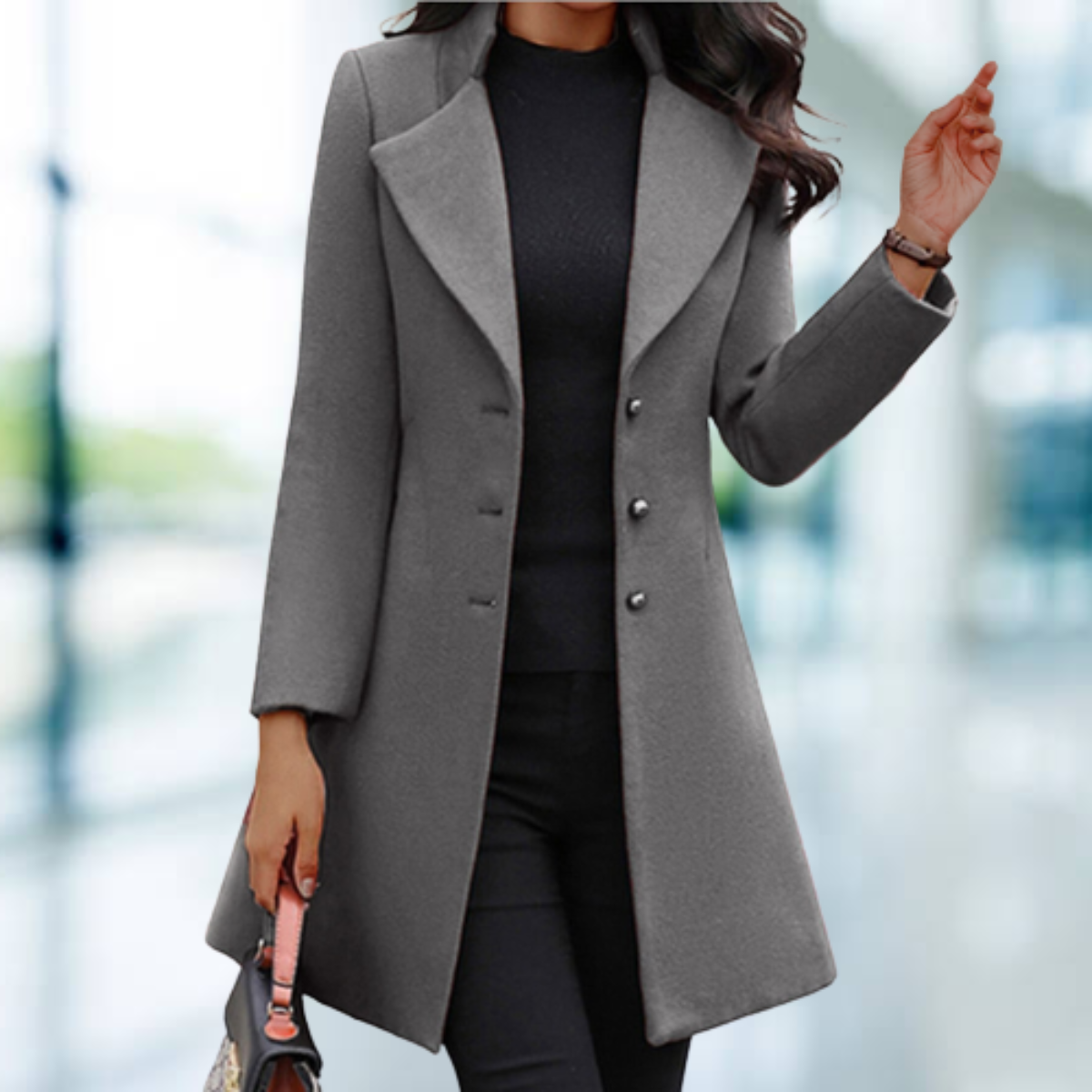 Elegante solide lange Jacke Mantel - Lozenda