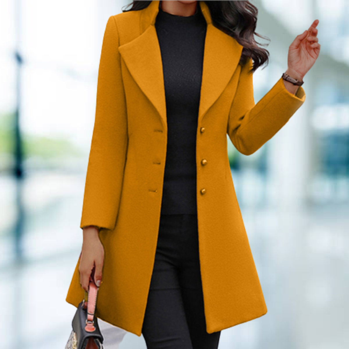 Elegante solide lange Jacke Mantel - Lozenda