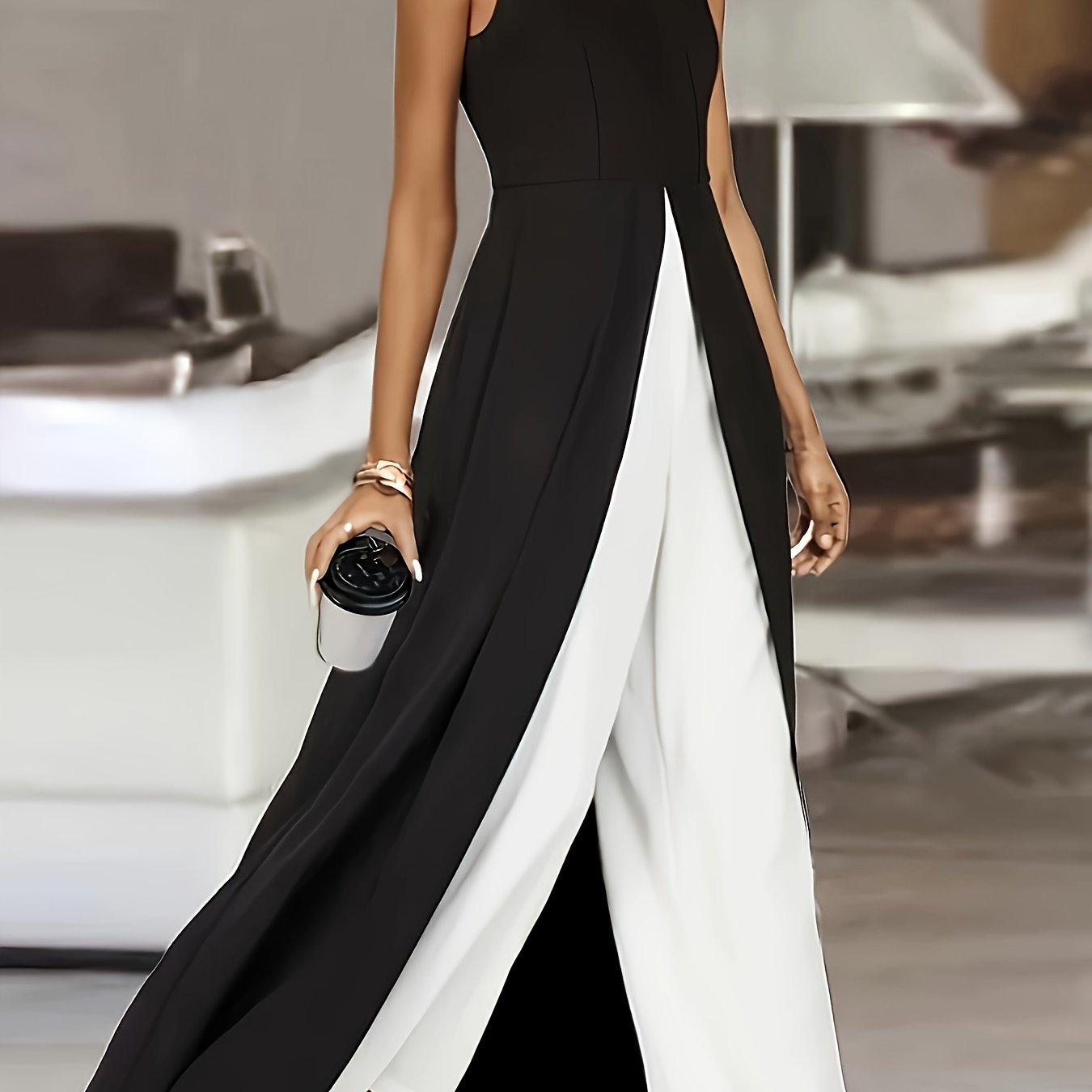 Eleganter ärmelloser Jumpsuit mit weitem Bein für Frühling und Sommer