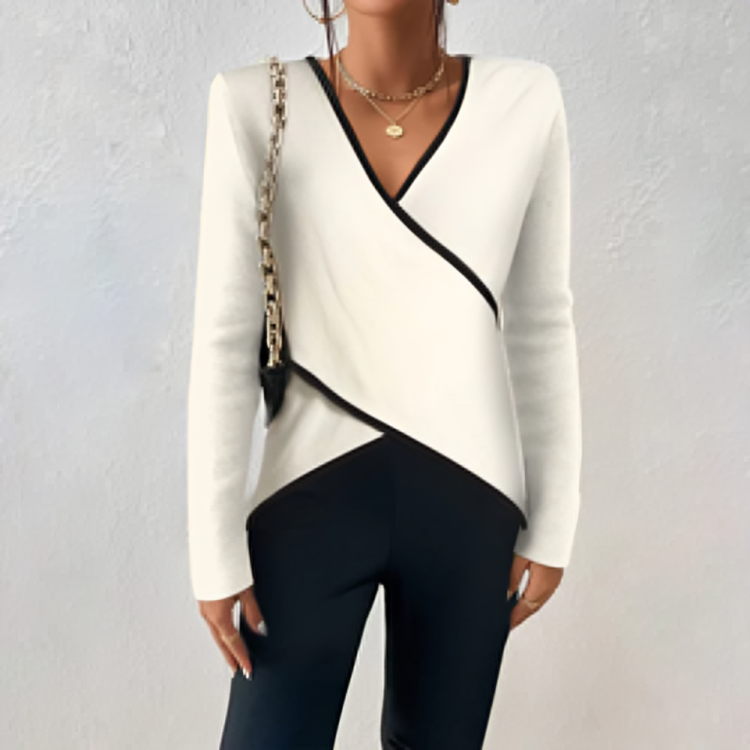 Eleganter langärmeliger Pullover mit V-Ausschnitt für Frauen