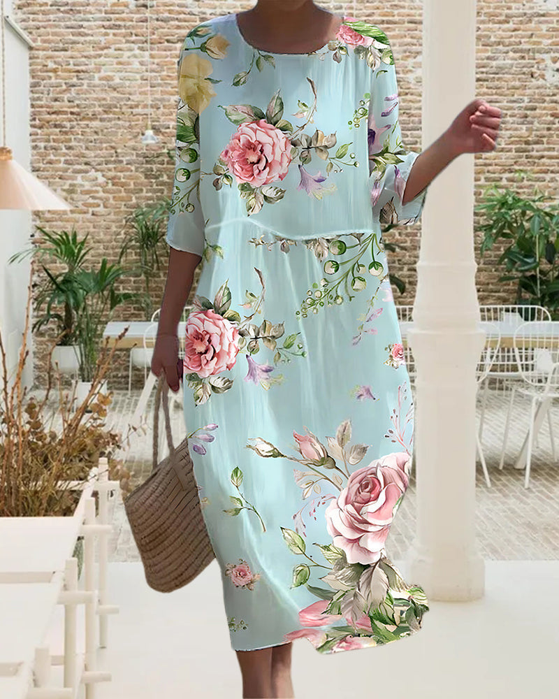 Elegantes Bauchbedeckung Blumenkleid