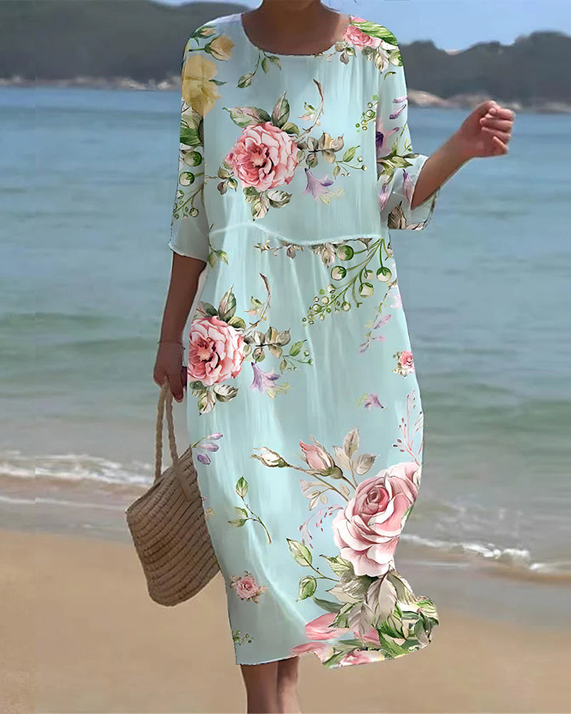 Elegantes Bauchbedeckung Blumenkleid