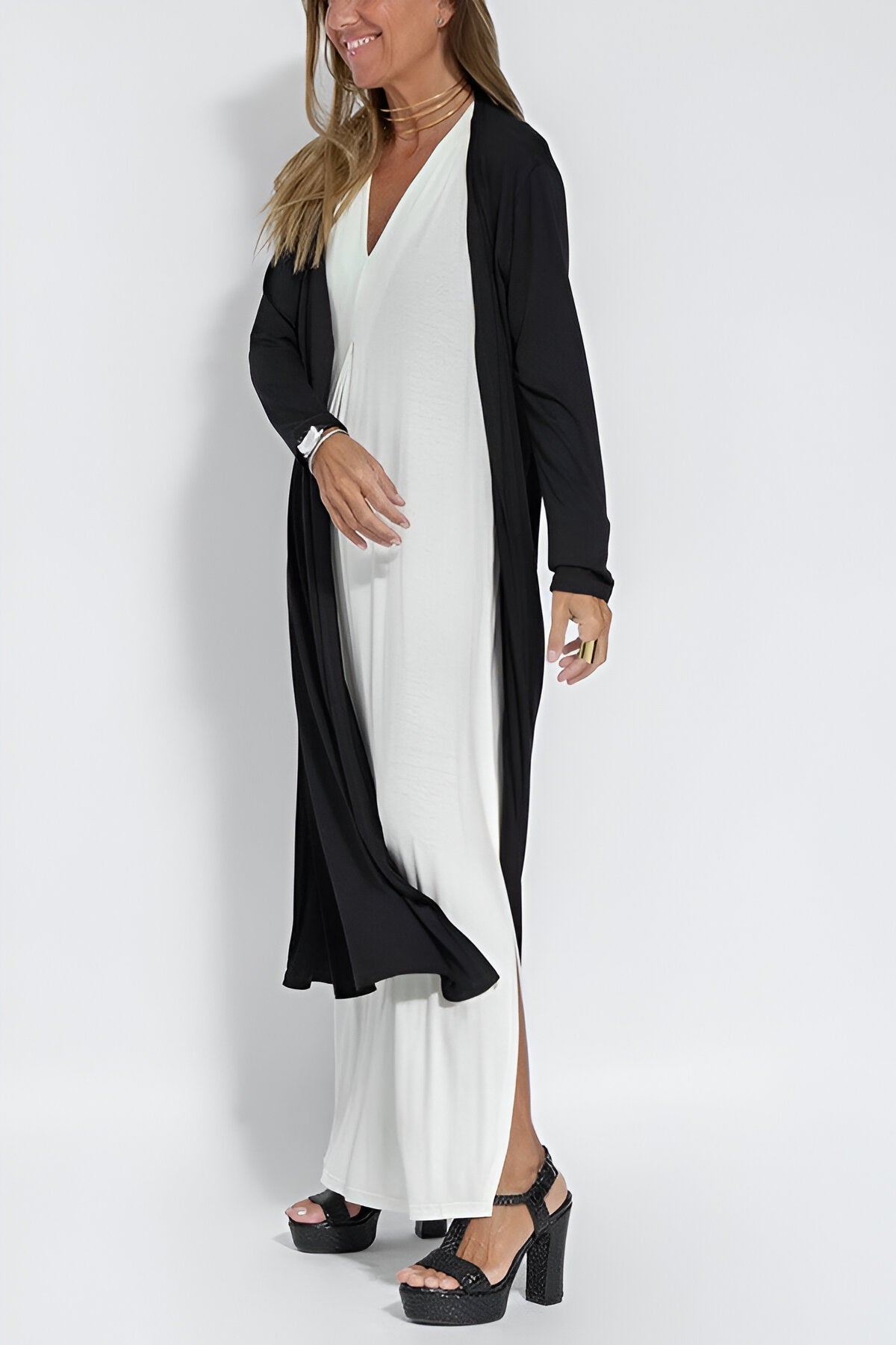 Elegantes Langes Kleid + Cardigan | Flexibler & Stilvoller Komfort