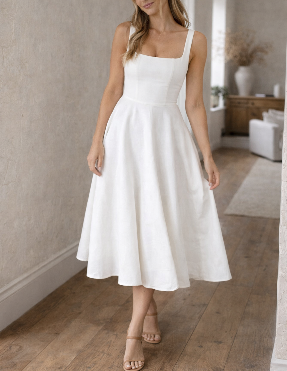 Elegantes Midikleid mit Ausgestelltem Rock für Damen – Zeitloses Ärmelloses Kleid für Besondere Anlässe 3