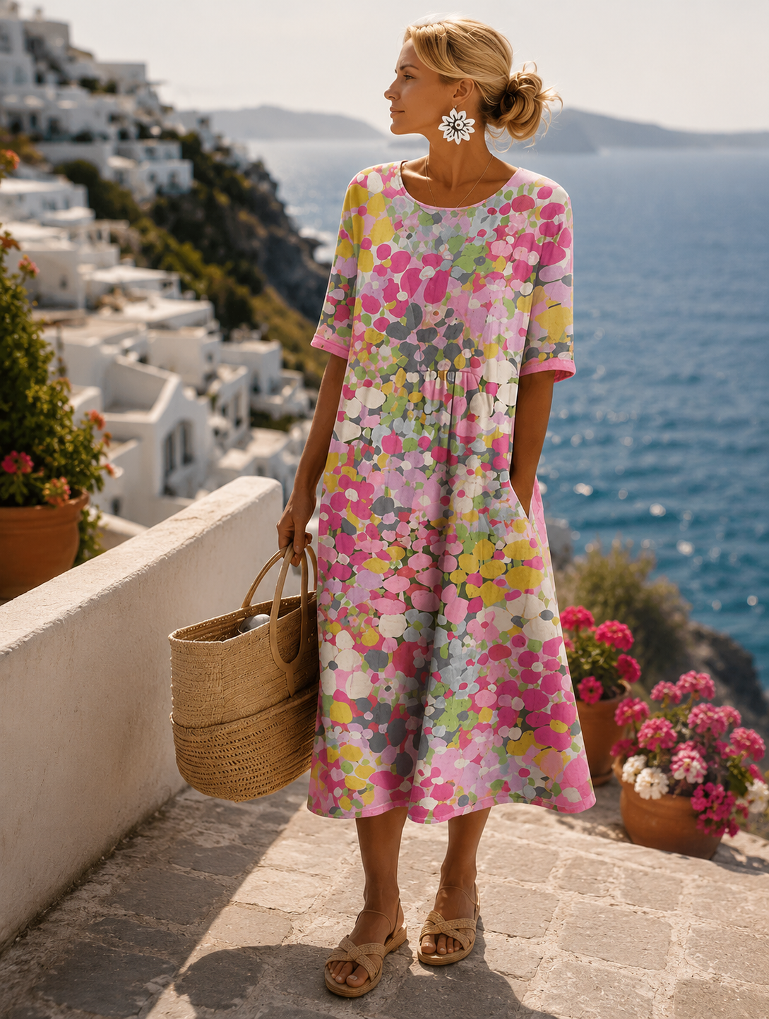 Elena | Luftiges Floral-Midi-Kleid 0