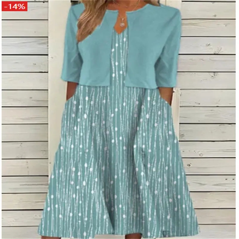 Elise™ - Blumen Zweiteiliges Midi-Kleid 3