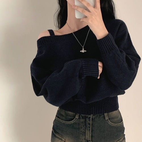 Eloise - Eleganter asymmetrischer Pullover mit einer Schulter