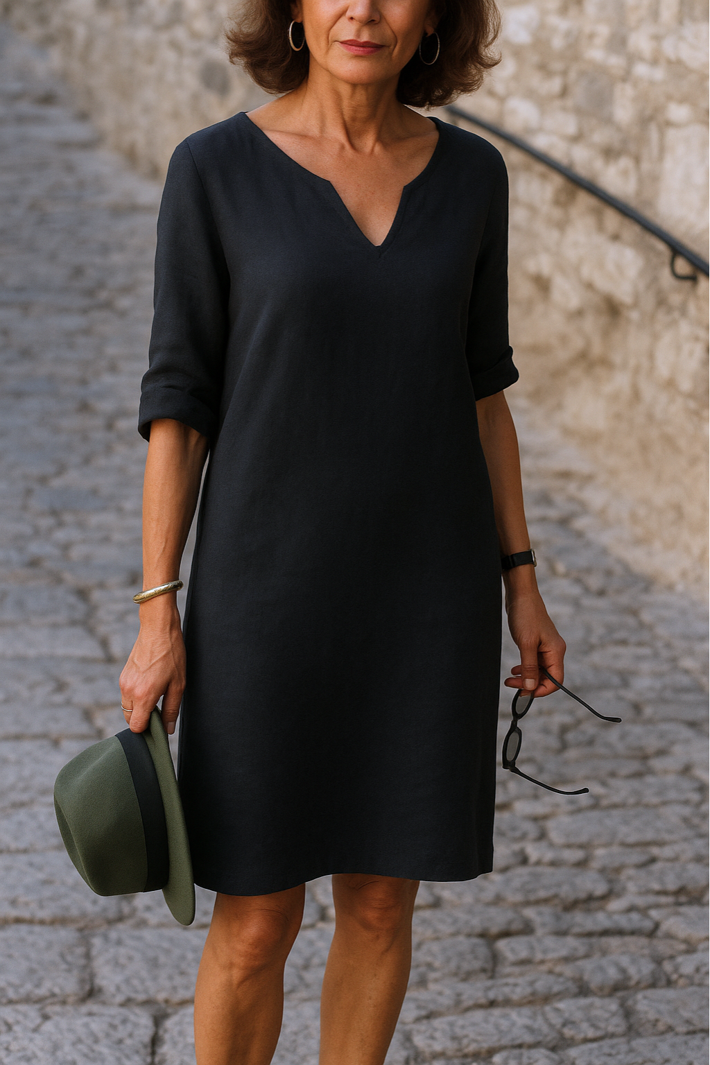 Elvy™ - Elegantes V-Ausschnitt Kleid 0