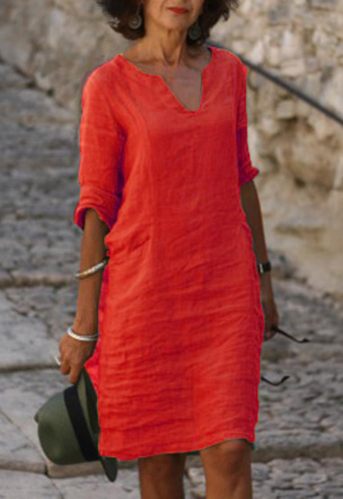 Elvy™ - Elegantes V-Ausschnitt Kleid 10