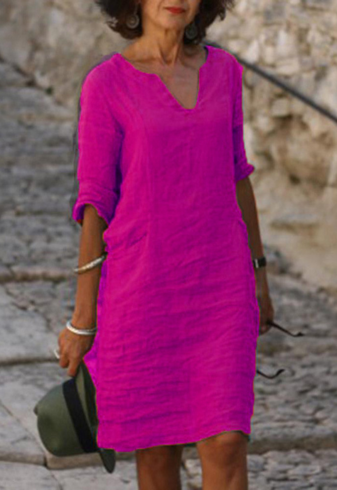 Elvy™ - Elegantes V-Ausschnitt Kleid 8