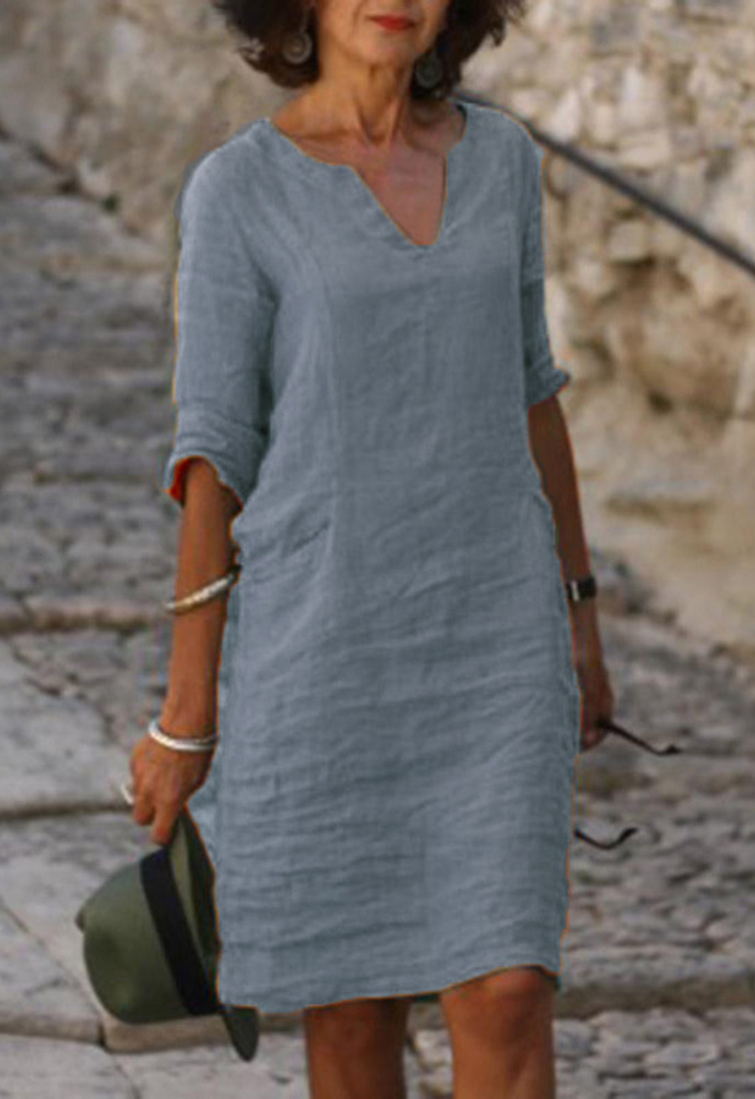 Elvy™ - Elegantes V-Ausschnitt Kleid 9
