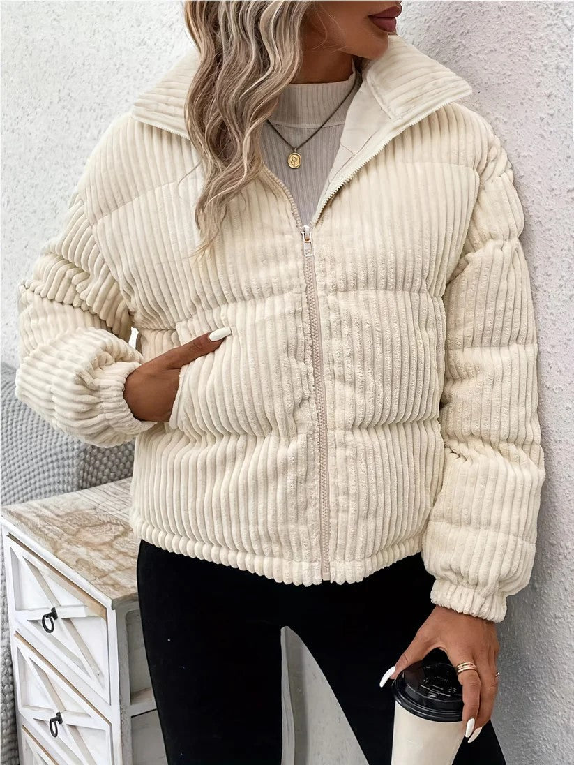 Everly - Elegante beigefarbene Pufferjacke