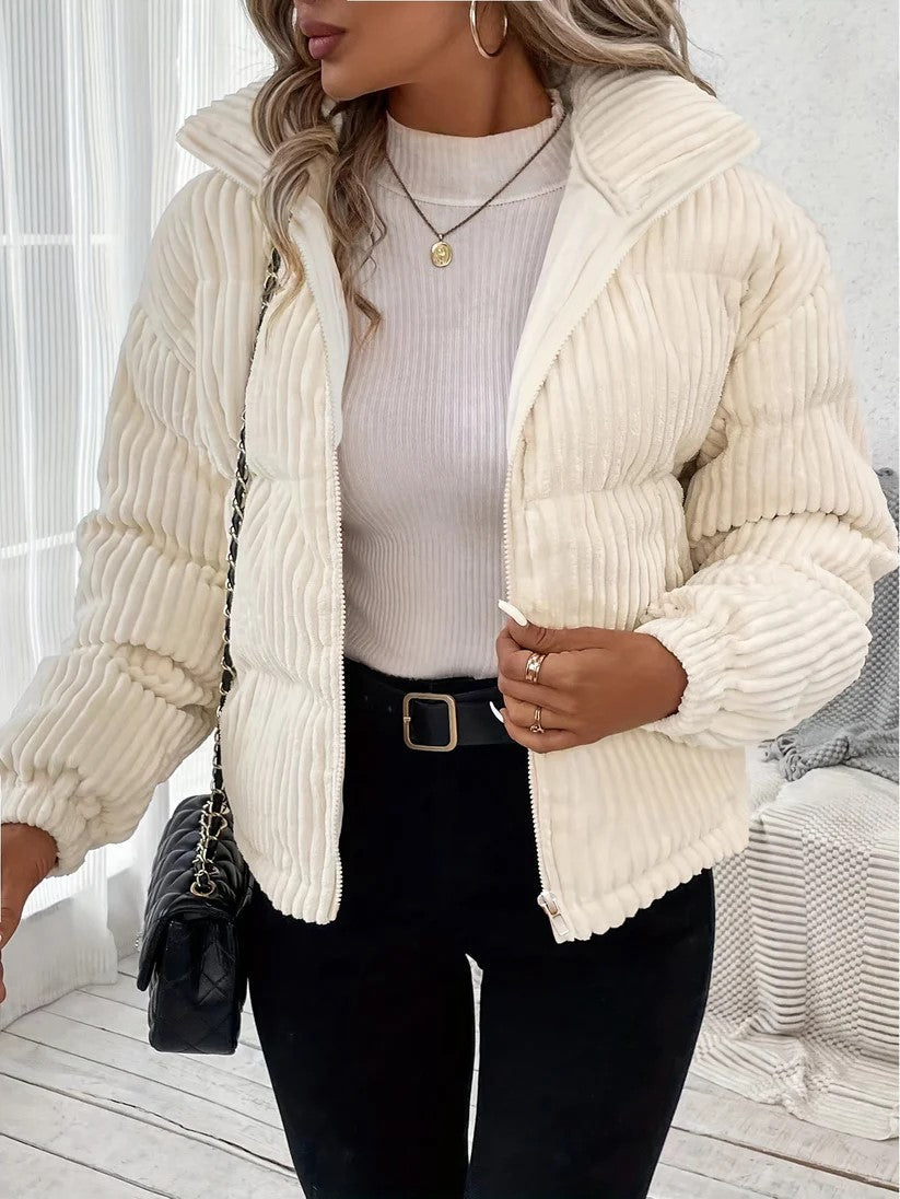 Everly - Elegante beigefarbene Pufferjacke