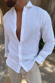 Exclusive White Men's Linen Shirt - Raul