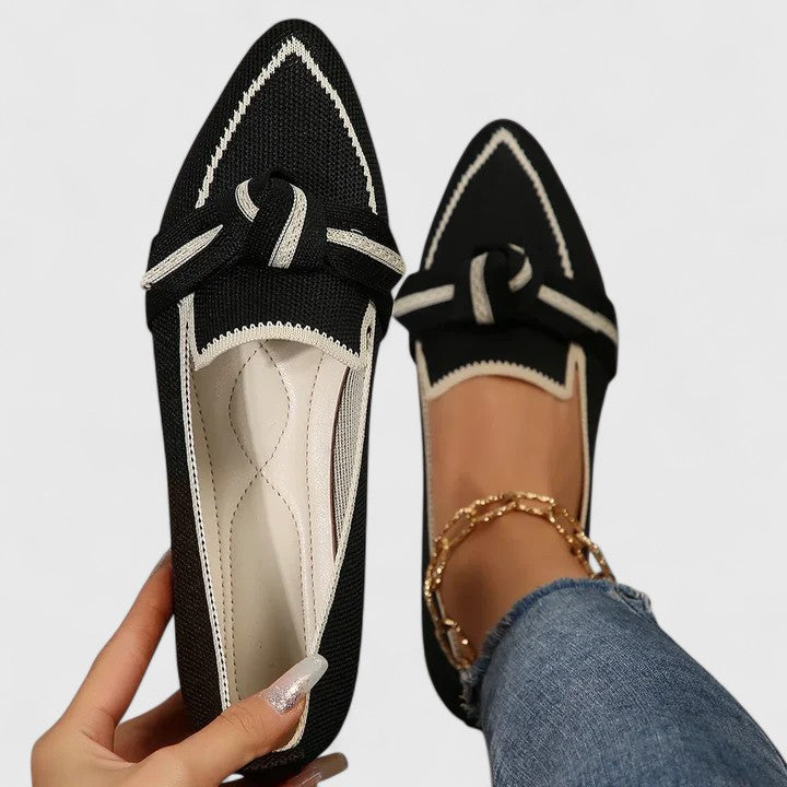 Felicia | Damen Orthopädische Spitz Zulaufende Knoten Loafer 3