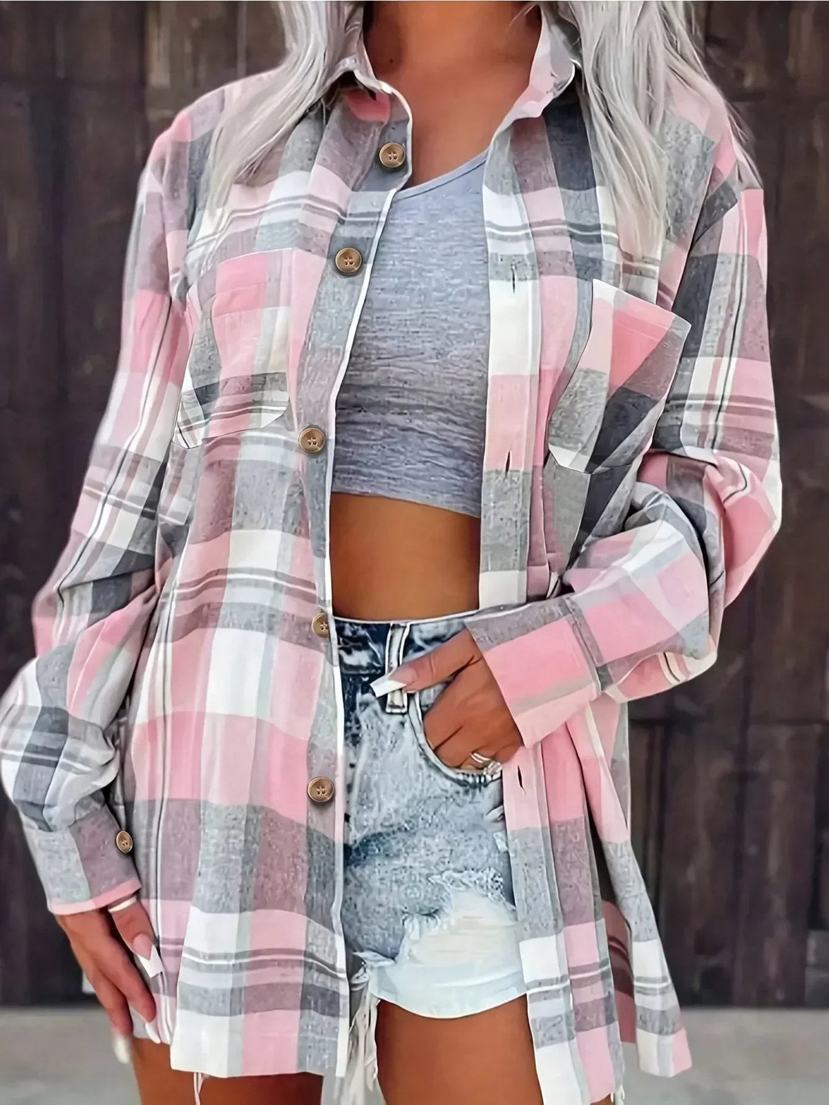 Layla | Gemütliches und lässiges Oversize-Flanellhemd mit Karomuster 0