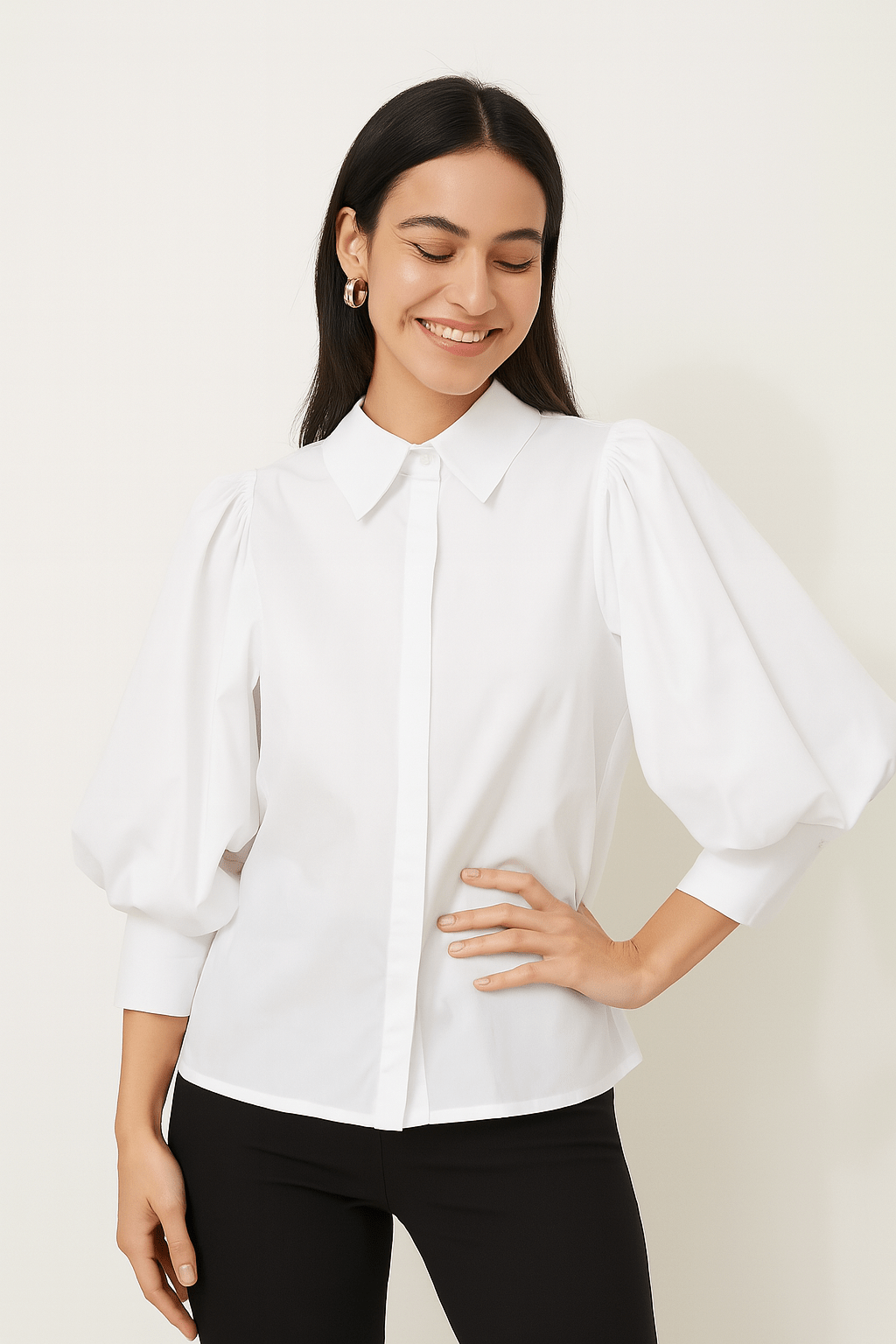 Francien Bluse gestreift mit Puffärmeln 2