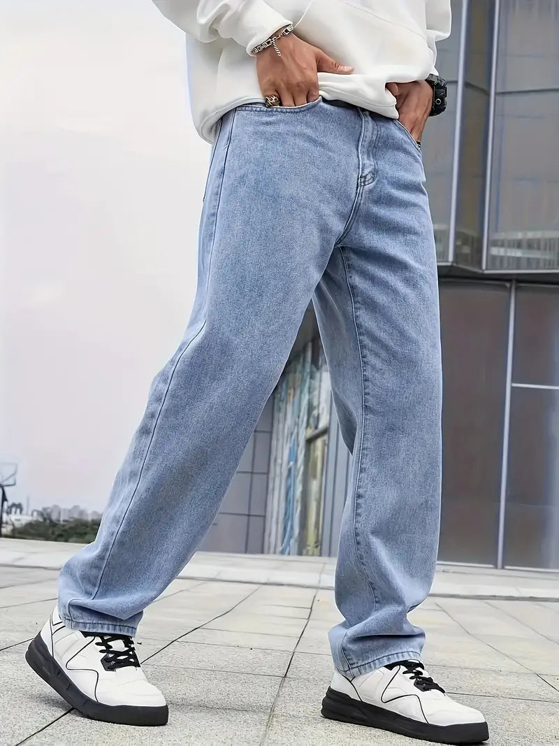 Freizeit Leicht Gewaschene Herrenjeans | Gerades Bein 8