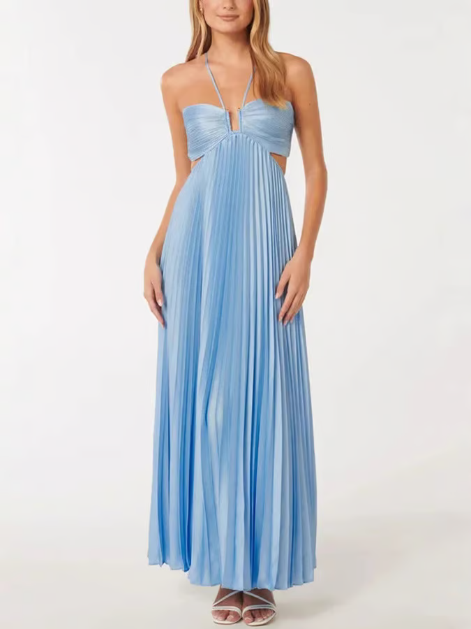 Freya | Elegantes Neckholder Maxi Hochzeitsgästekleid 2
