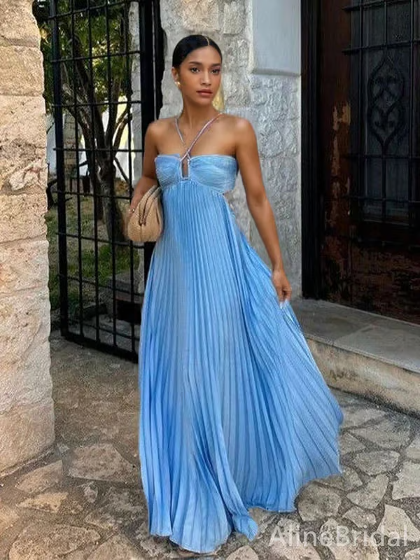 Freya | Elegantes Neckholder Maxi Hochzeitsgästekleid 5