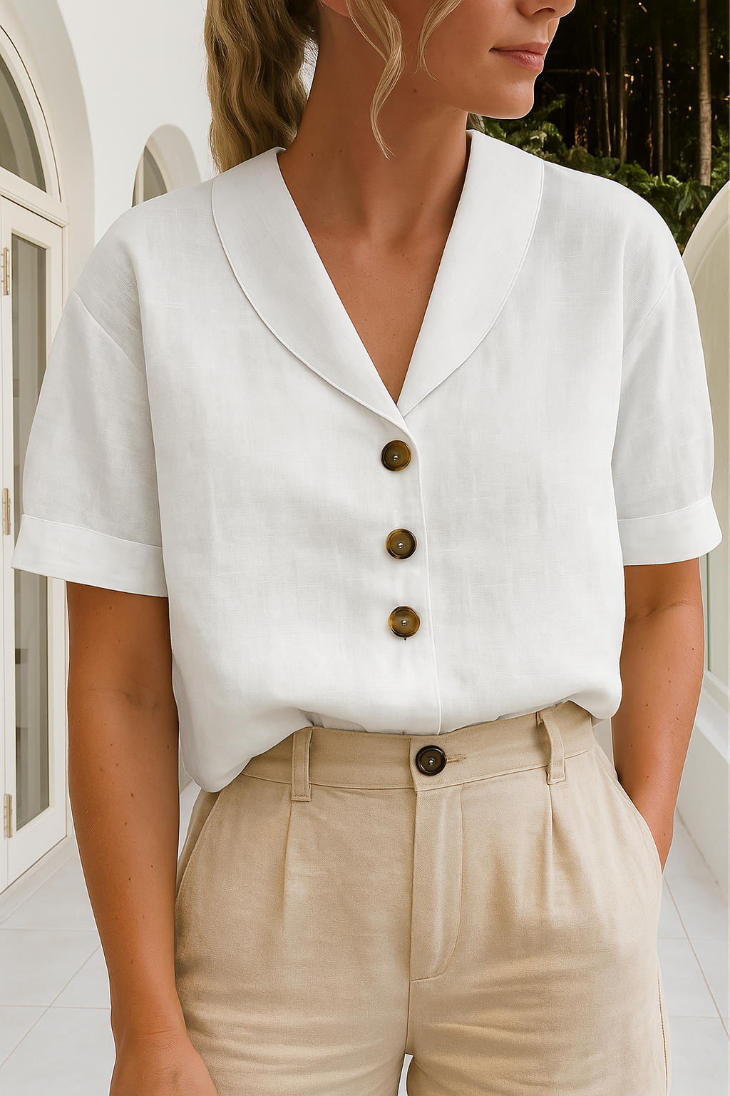 Frida™ – Trendiges Damen-T-Shirt aus Baumwolle und Leinen 0