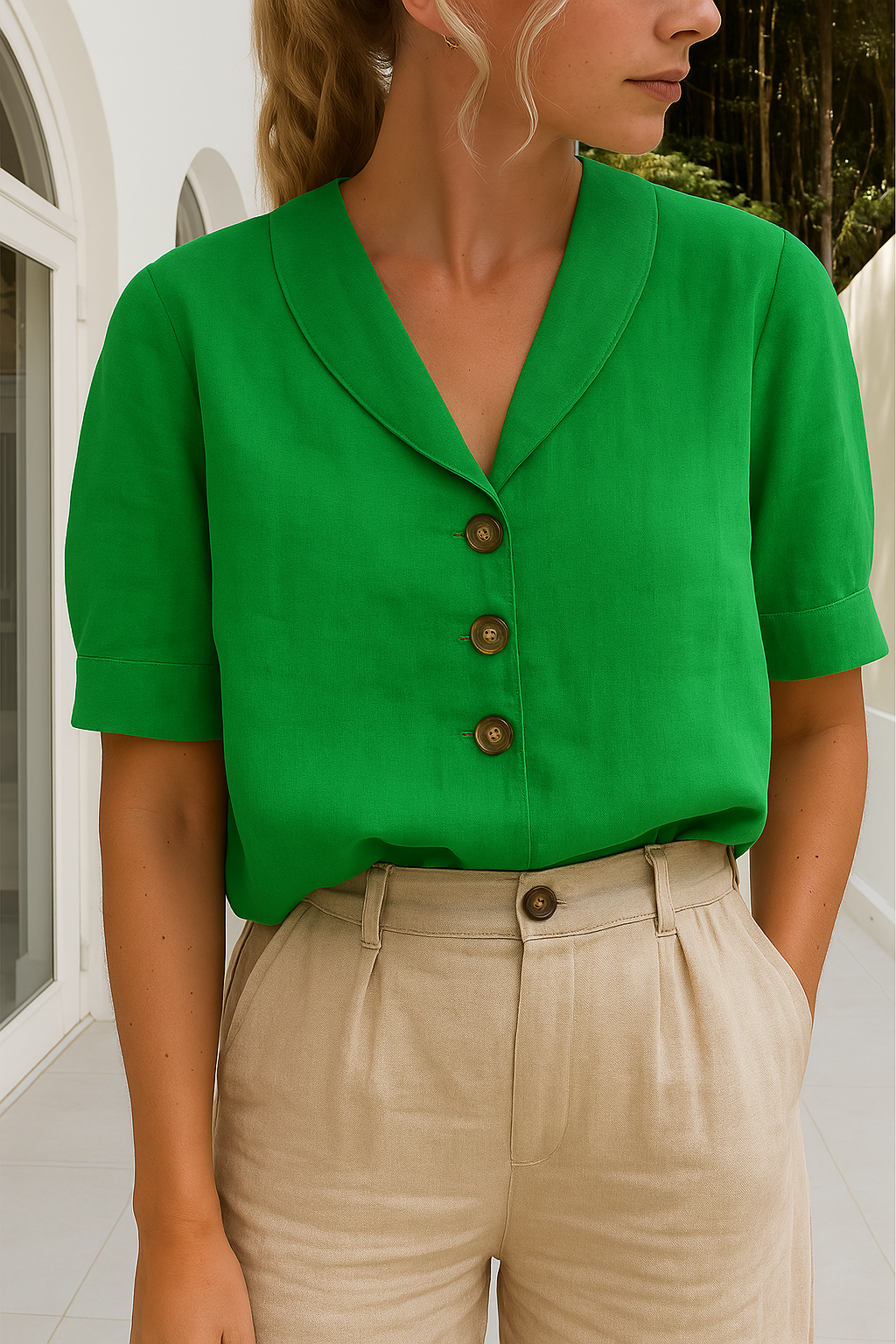 Frida™ – Trendiges Damen-T-Shirt aus Baumwolle und Leinen 1