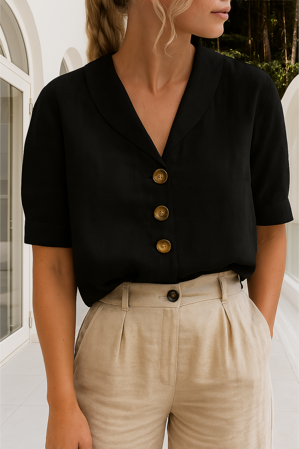 Frida™ – Trendiges Damen-T-Shirt aus Baumwolle und Leinen 4