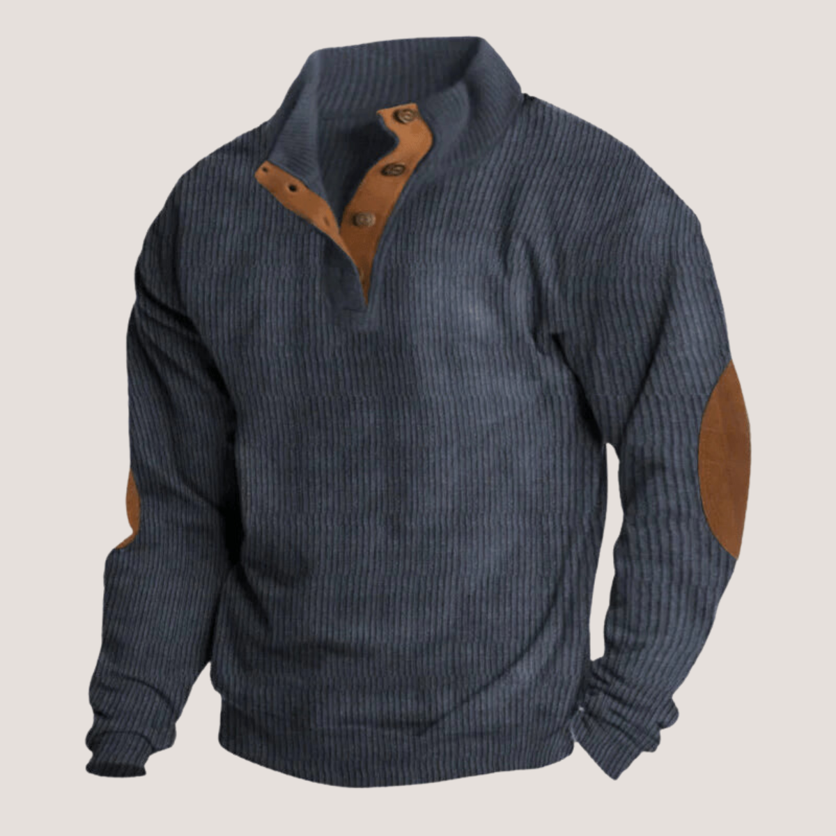 GERIPPTER PULLOVER MIT KNOPFLEISTE