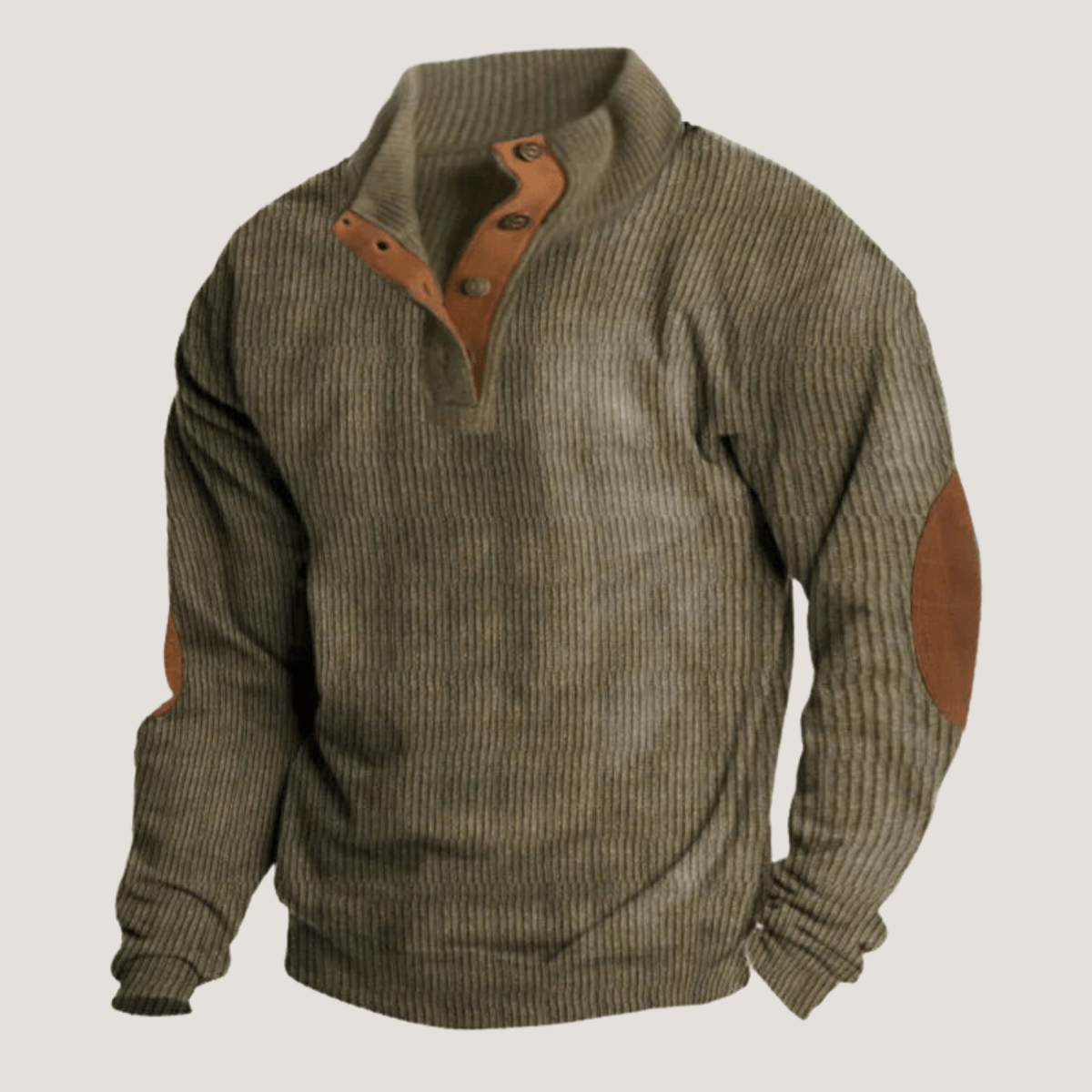 GERIPPTER PULLOVER MIT KNOPFLEISTE