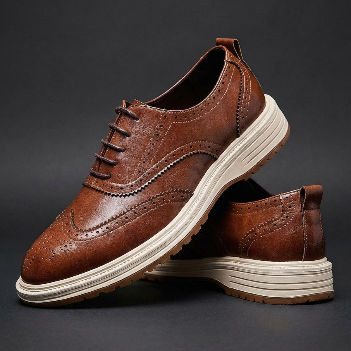 Herren Oxford Schuhe Wingtip Brogue Gepolsterte Sohle 1