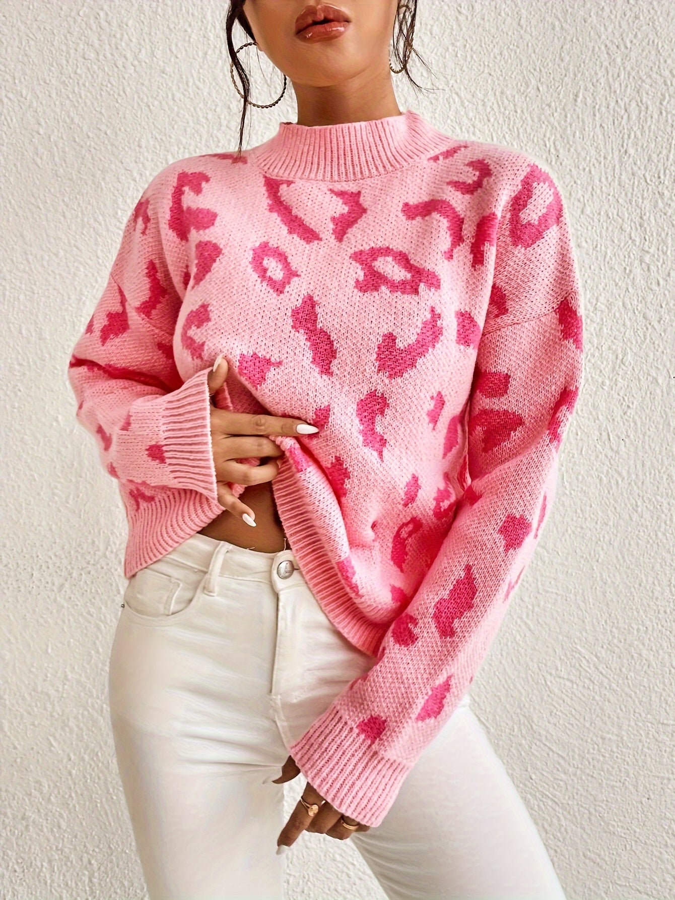 Grafisches Muster Rollkragenpullover Pullover