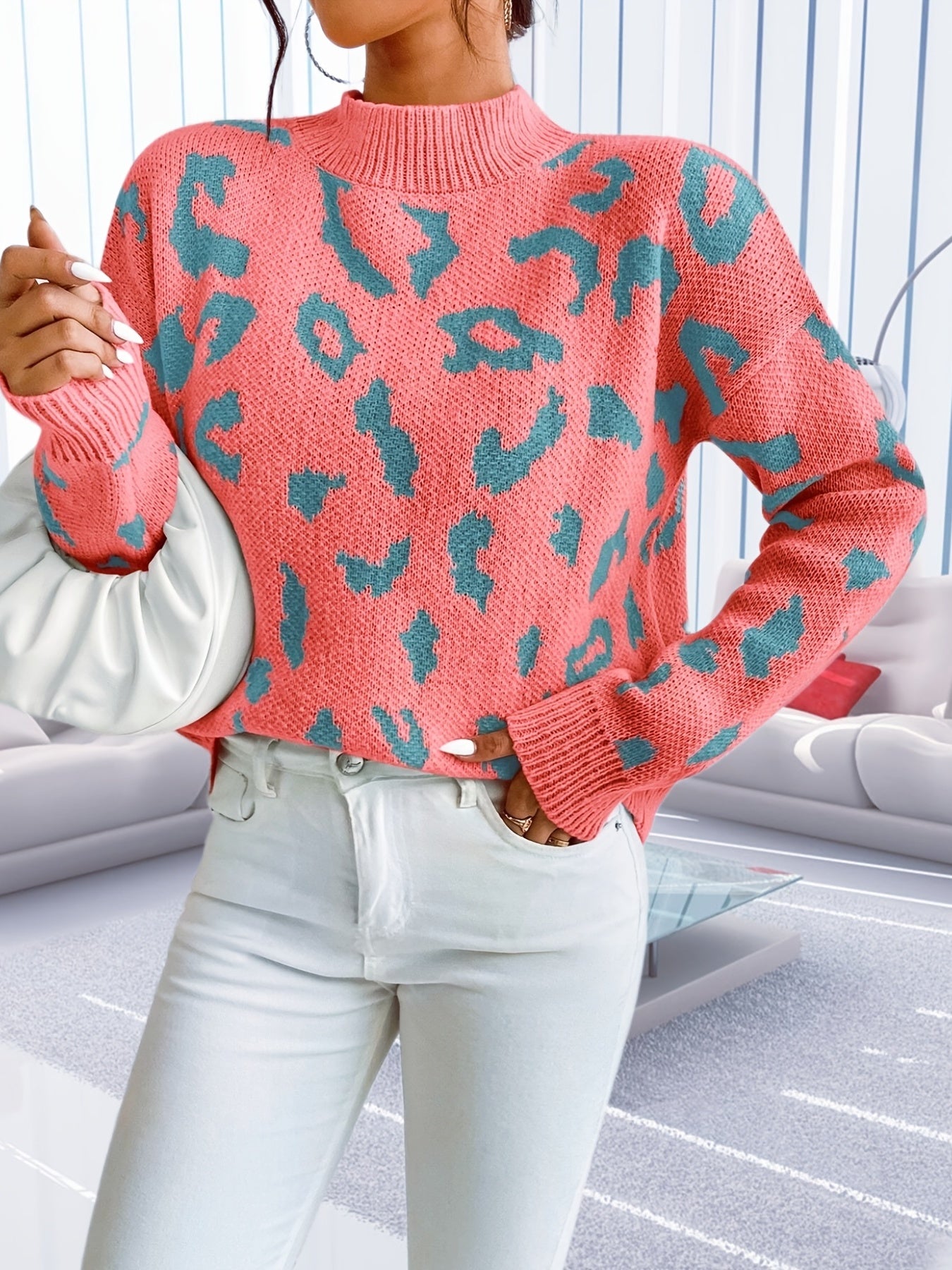 Grafisches Muster Rollkragenpullover Pullover