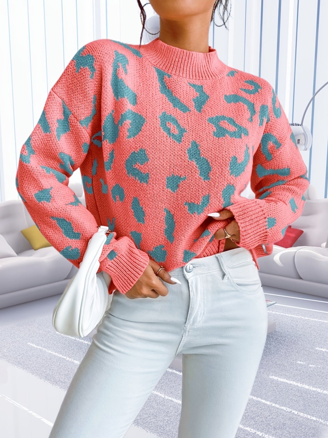 Grafisches Muster Rollkragenpullover Pullover