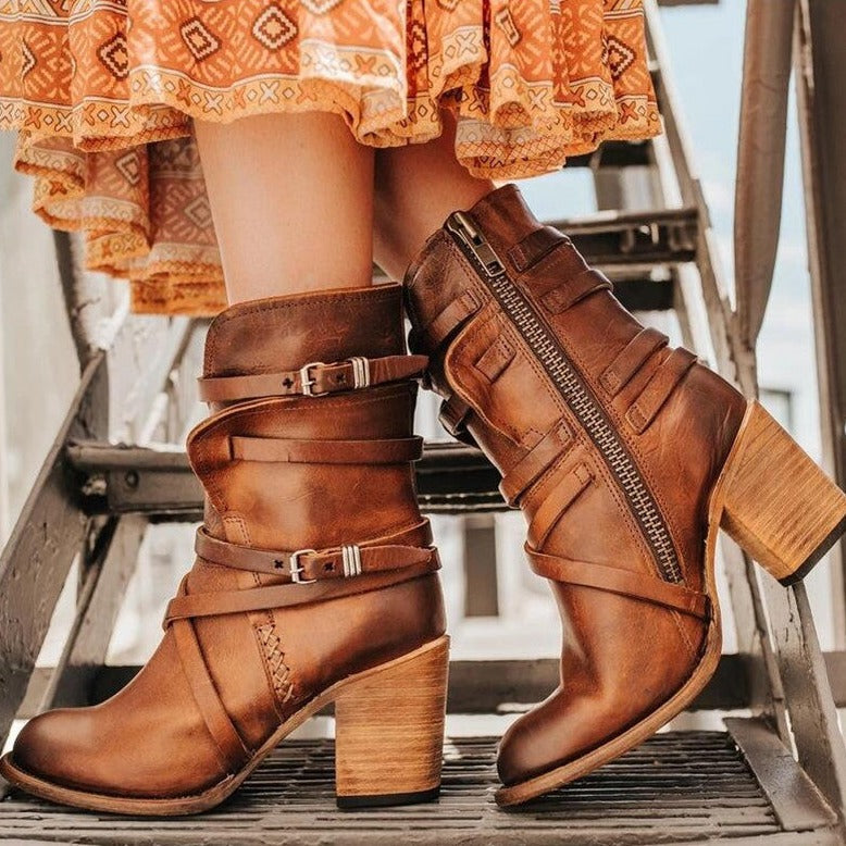 Cowboy Stiefeletten Damen | Schnallen & Blockabsatz 4