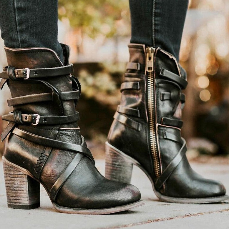 Cowboy Stiefeletten Damen | Schnallen & Blockabsatz 1