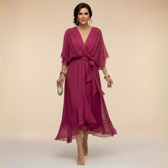 Harshani - Lappen Kleid Mit V-Ausschnitt 3