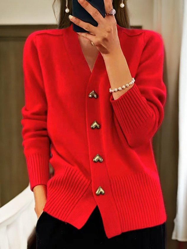 Heidi-Mode | Strickjacke mit Herzknöpfen 4