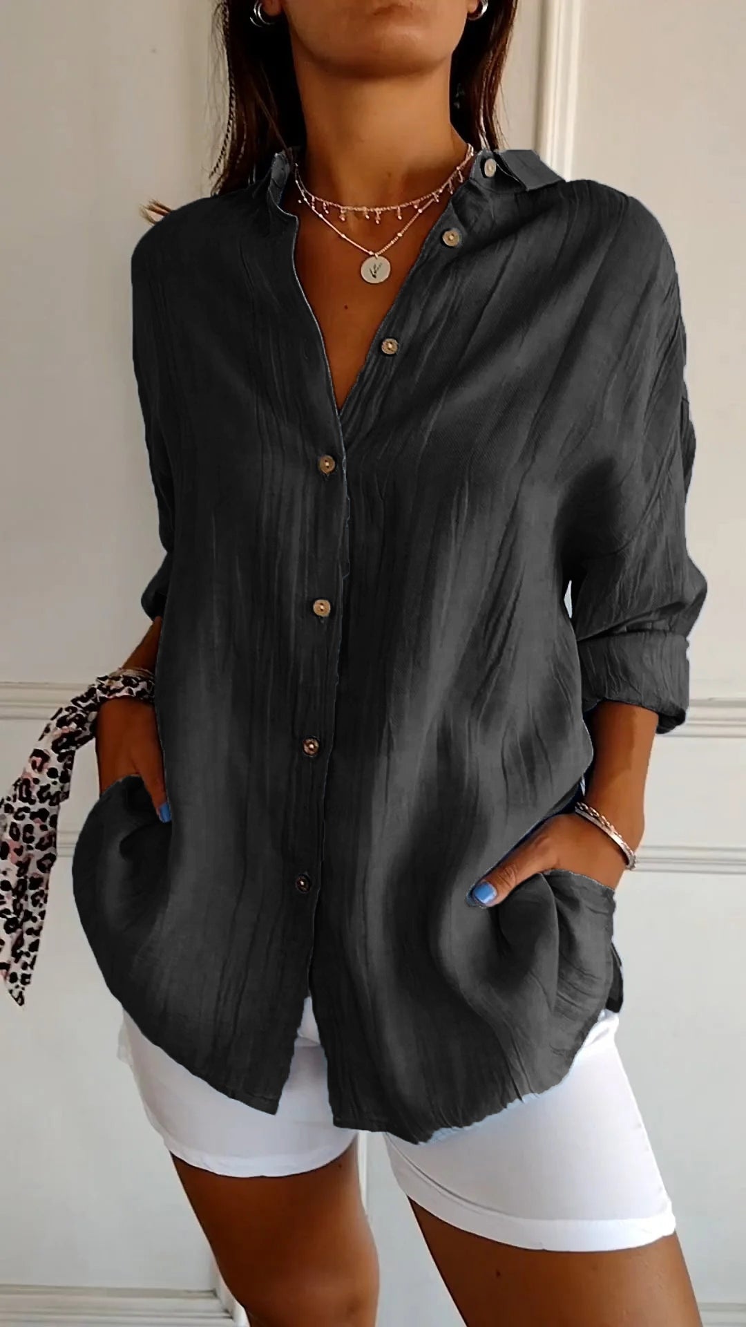 Hemdbluse Damen | Lässiger Oversized-Schnitt & Luftiges Crinkle-Design