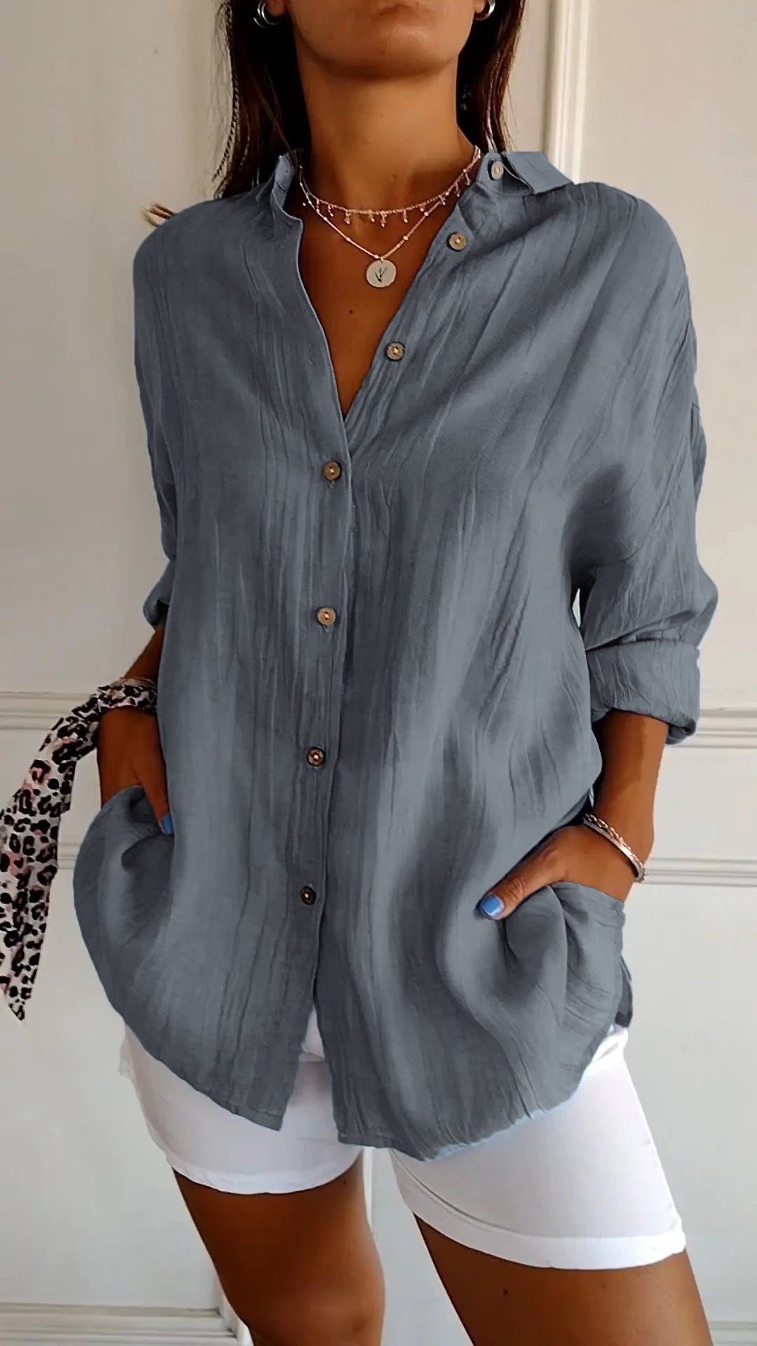 Hemdbluse Damen | Lässiger Oversized-Schnitt & Luftiges Crinkle-Design