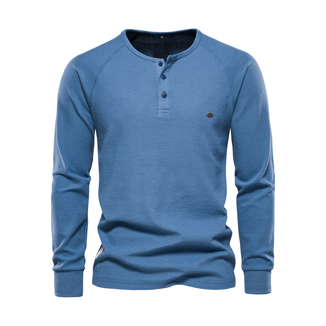Henley Shirt Herren | Langarm mit Knopfleiste