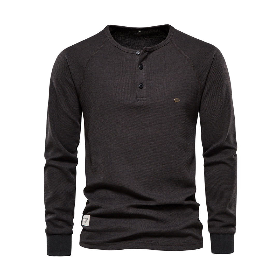 Henley Shirt Herren | Langarm mit Knopfleiste