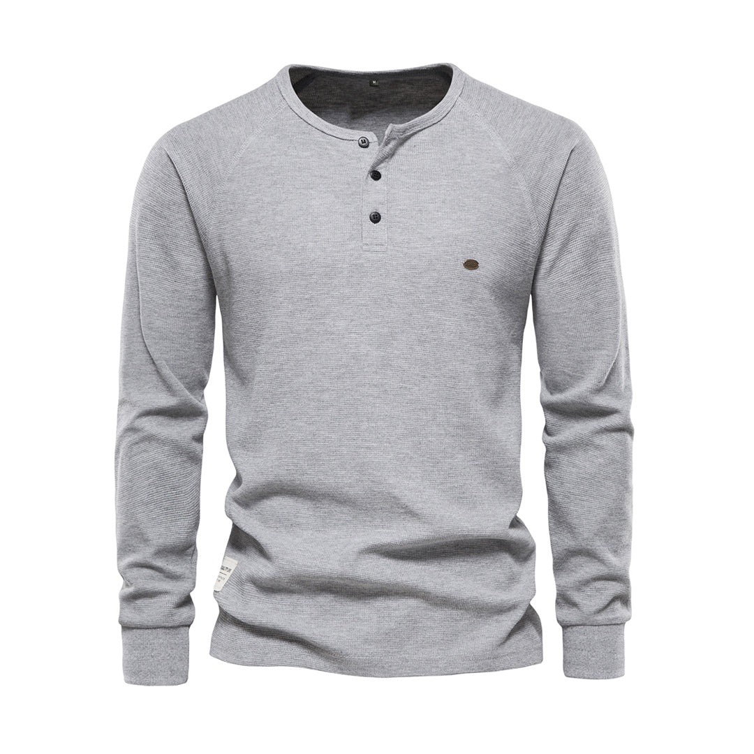 Henley Shirt Herren | Langarm mit Knopfleiste